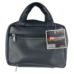 NEW Nocona Leather Mens Black Leather Toiletry Bag Dopp Kit Travel Case Belts